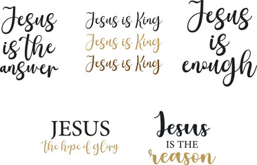 Christian quotes bundle, religious print, Christian saying set, vector illustration