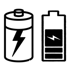 vector black and white battery illustration