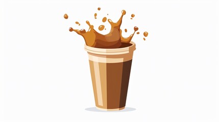 Brown Paper Cup of Hot Coffee with Lid - Splashing Coffee Image for Creative Projects