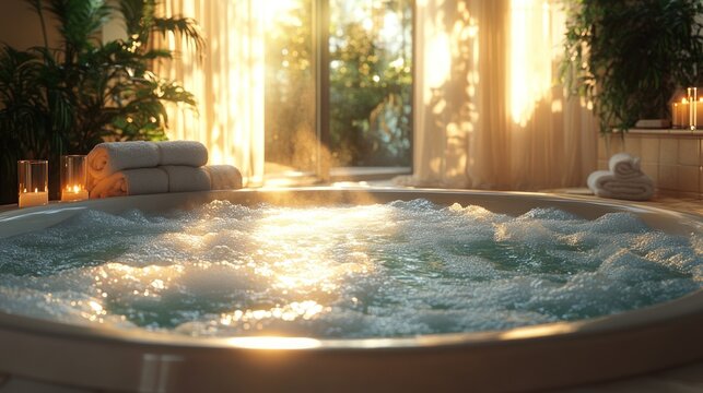 Serene Spa Hot Tub at Sunset