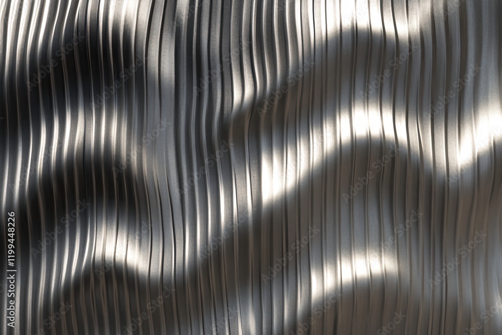 Poster elegant silver fabric texture with soft light and wave pattern