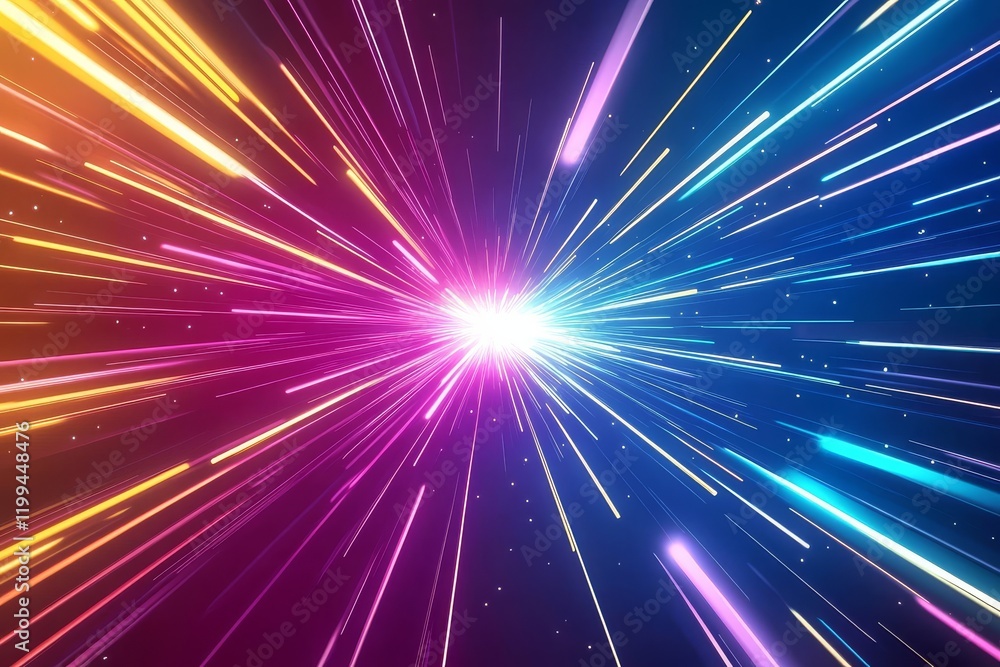 Poster captivating abstract neon motion blur illustrating outer space.