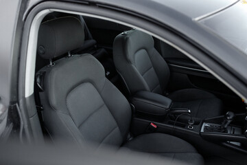black and chrome interior of a black car