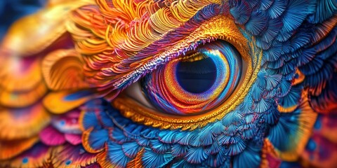 Obraz premium Vivid Peacock Feather Abstract Art