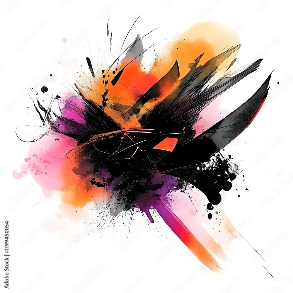 Poster abstract colorful splash with dynamic shapes and textures.