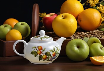 The Story of Teapots and Fruits in the Harvest Season