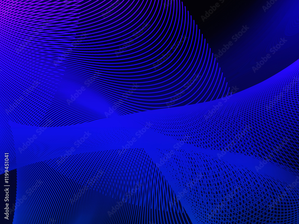 Poster blue abstract wave design with lines and curves