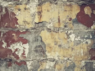 Sierkussen Verweerde muur Aged Brick Wall with Peeling Paint  © Alexander Chaykin