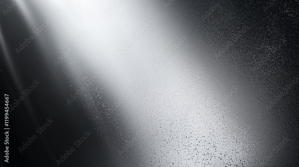 Poster Abstract gradient background with a soft spotlight effect on a black grunge textured wall. Gray and white grainy gradient texture with soft shadow light, ideal for design, posters, and minimalist pres