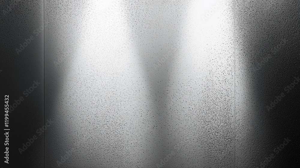 Poster Abstract gradient background with a soft spotlight effect on a black grunge textured wall. Gray and white grainy gradient texture with soft shadow light, ideal for design, posters, and minimalist pres
