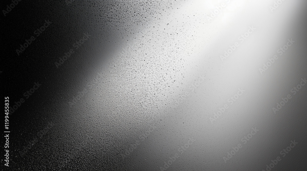 Aufkleber Abstract gradient background with a soft spotlight effect on a black grunge textured wall. Gray and white grainy gradient texture with soft shadow light, ideal for design, posters, and minimalist pres