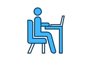 Fototapeta premium Desk with Computer icon. icon related to Office. suitable for web site, app, user interfaces, printable etc. flat line icon style. simple vector design editable