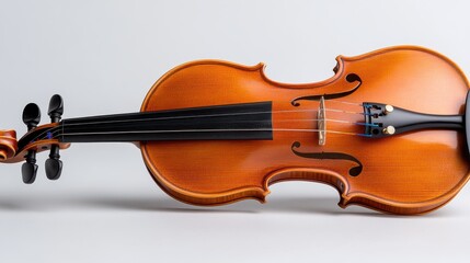 Fototapeta premium Elegant violin on a smooth surface, highlighting its beauty