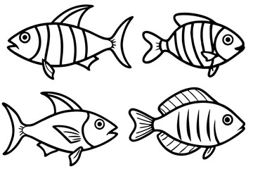 Fish Line Art Vector Bundle