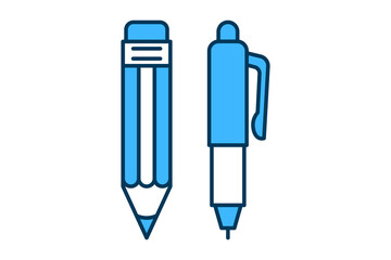Pen and Pencil icon. flat icon related to Office. suitable for web site, app, user interfaces, printable etc. line icon style. simple vector design editable