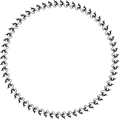 Round frame. Circle Ornamental decorative frame with floral element
