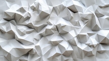 Abstract background of crumpled white geometric shapes.  Ideal for modern design.