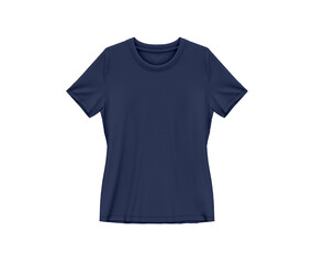 Navy blue blank tee shirt waist wear, women template mockup front view