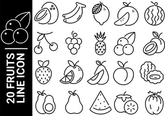 fruits line icon, black and white