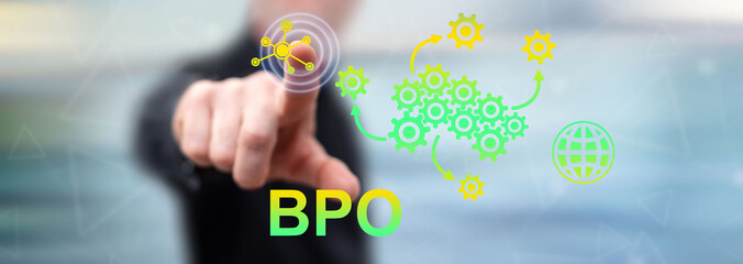Man touching a bpo concept