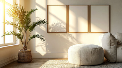 Sunlit Minimalist Living Room Interior Design:Â Cozy and Serene Home Decor