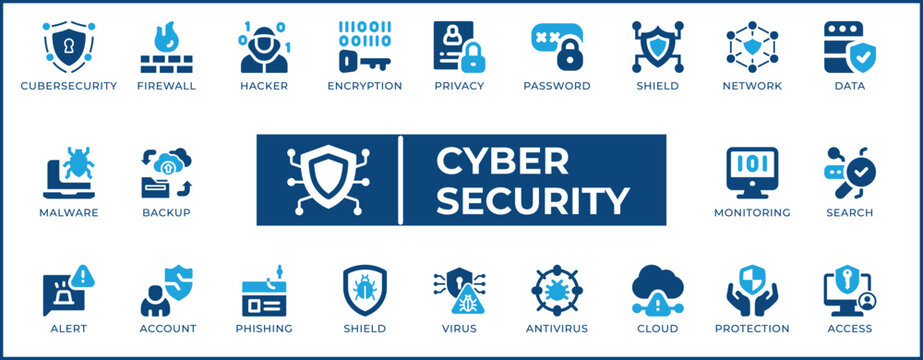 Cyber Security Icon Set. Features editable icons for cybersecurity, data security, network security, privacy, and more. Perfect for cybersecurity professionals, IT professionals, and businesses.