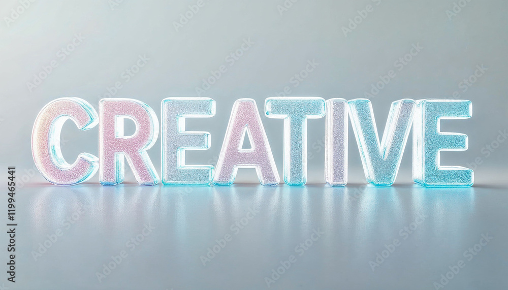 Poster creative design in soft pastel colors with glowing effect on a smooth surface