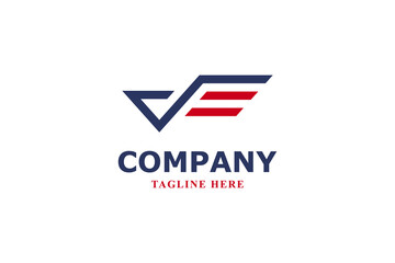 letter v and wing american logo