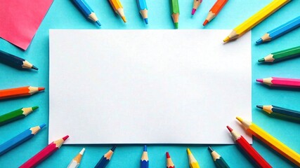 Obraz premium Colorful School Supplies Frame - Blank Space for Design