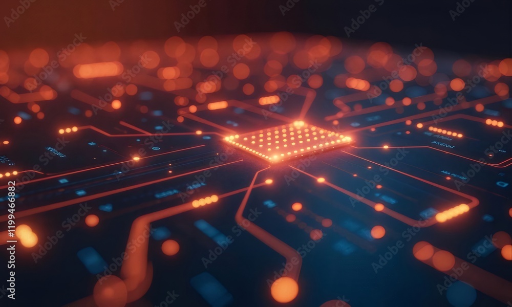 Poster illuminated circuit board, data processing, technology.