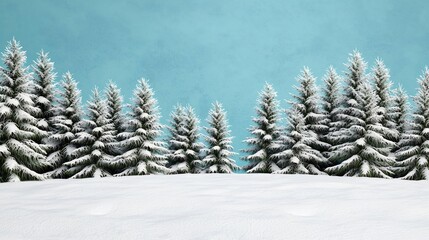 Fototapeta premium Snow-covered evergreen trees against a blue winter sky.