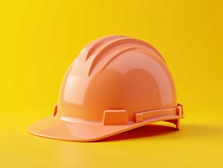 Fototapeta premium 3D Salmon Hard Hat on Yellow - High Resolution Render