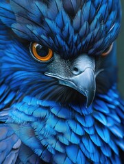 Fototapeta premium Vivid Blue Peafowl in Focus