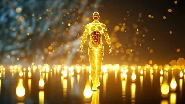 Detailed human body diagram with fat cells highlighted, emphasizing their role and placement