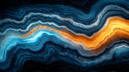 Fototapeta premium Abstract Ocean Waves: Blue, Gold, and Deep Water Texture