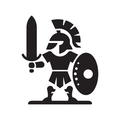 gladiators soldier spartan warrior cartoon character with helmet logo icon silhouette vector art flat design illustrations