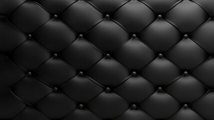 Close up of black tufted leather upholstery.  Luxury, elegant background.