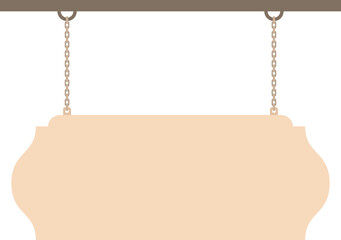 Illustration of a hanging sign board with blank copy space. Empty sign board for your design. 