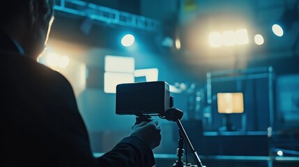 Cameraman filming a stage performance.