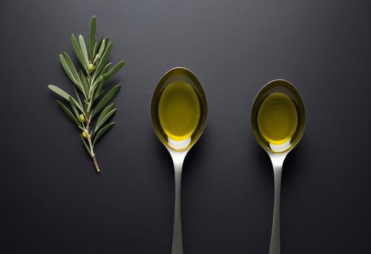 The olive oil is directly above the tablespoon