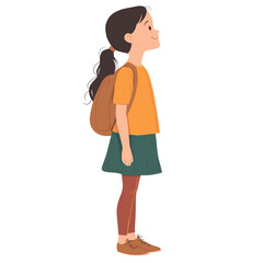 Fototapeta premium 6 years old girl cartoon illustration female vector
