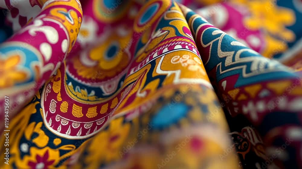 Aufkleber vibrant fabric patterns unfold in dynamic closeup