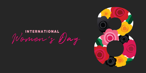 Celebrate International Women's Day with this artistic floral number eight design emphasizing beauty and empowerment.