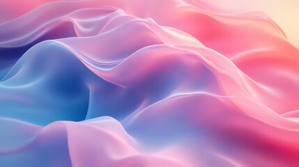 Obraz premium A soft, flowing fabric in pastel shades of pink and blue creates a dreamy, ethereal atmosphere.