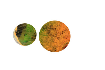Two Planets for use in your photos or art images. Made from liquid art using water, paint, soap, oil and inks. Macro photos. Various colors and textures. Resize to add in your photographs or art.