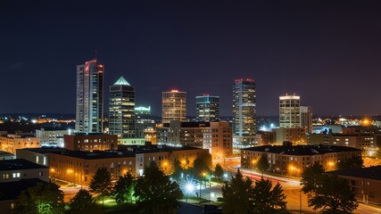 Kitchener, Ontario, Canada Downtown City Skyline