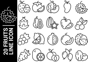 fruits line icon, black and white