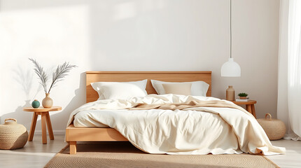 Modern Minimalist Bedroom Interior Design: Calming Beige and White Aesthetic