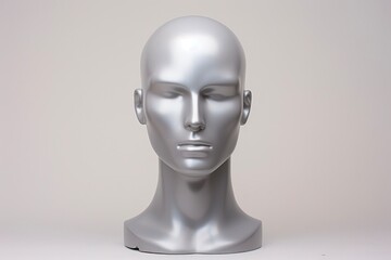 Grey Mannequin Head Isolated on White Background