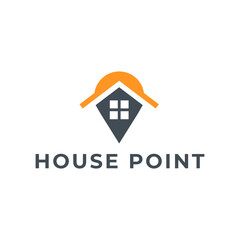 House point logo design vector template. Pin icon with home combination. .